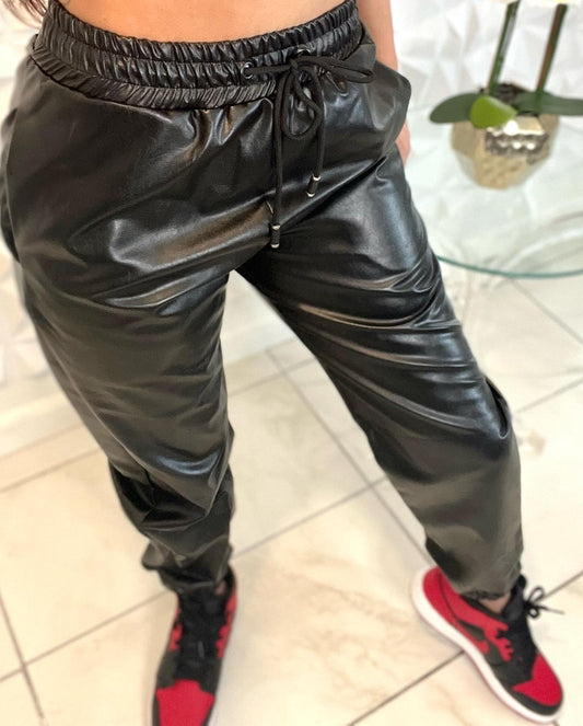 Leather Black Jogger