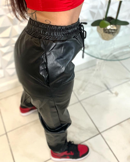 Leather Black Jogger